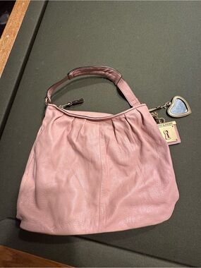 Juicy Couture Vintage Pink Leather Shoulder Bag with Heart Charm